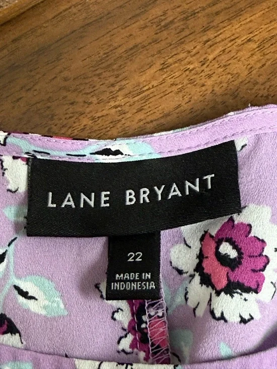 Lane Bryant Floral Blouse Ruffle Sleeve Purple Top Plus 22 Boho Spring Chic - Picture 7 of 10